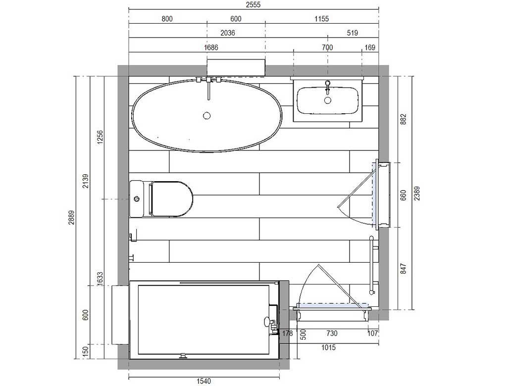 2D plan of bathroom